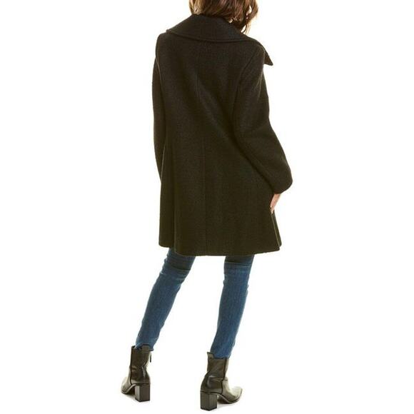 Nine West Wool Blend Winter Coat Jacket Front Full Zip Solid Green Size Large - Picture 2 of 8